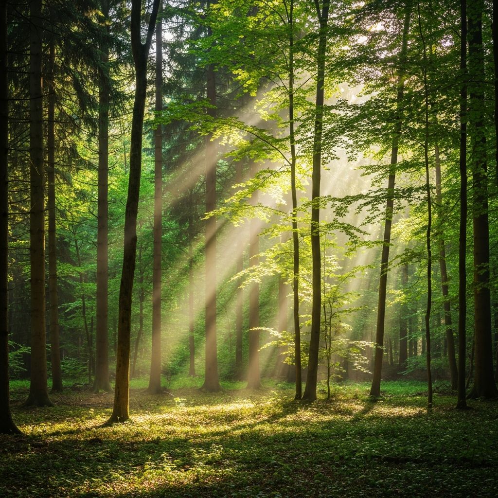 Foret verdoyante symbolisant notre engagement environnemental